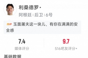利桑德罗本场数据：3次解围，2次抢断，2次对抗均成功，评分7.4分