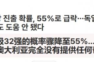 韩媒暴走：德国、日本、袋鼠没有任何帮助，韩国晋级概率仅剩55%